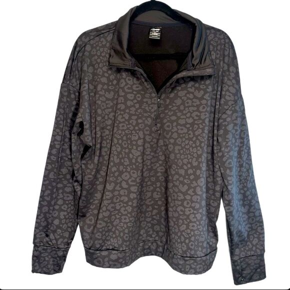 Avia Sweaters - Avia Women's Fleece Lined Quarter Zip Pullover Leopard Print Size XXL (20)